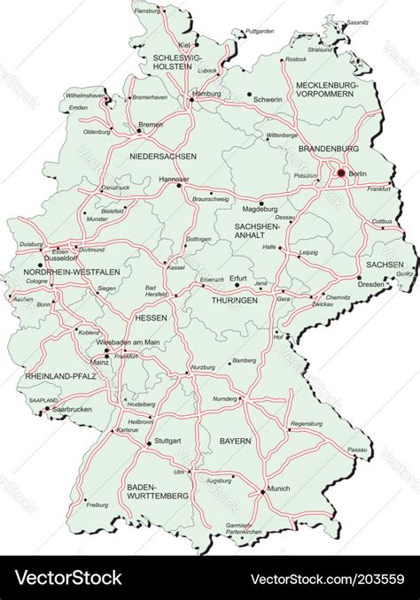 Germany autobahn map Royalty Free Vector Image