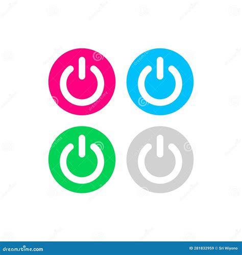 On Off Switch Button Icon Vector on White Background Stock Vector - Illustration of round ...