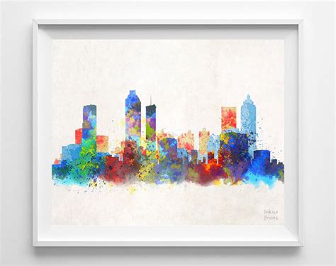 Atlanta, Georgia Skyline Watercolor Print | Etsy wall art, City painting, Poster prints