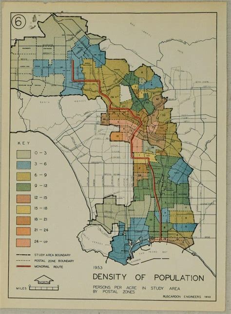 1953 Map of Los Angeles Population Density -- 1953 - May 12, 2020 | Jasper52 in NY