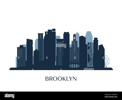 Brooklyn skyline, monochrome silhouette. Vector illustration Stock ...