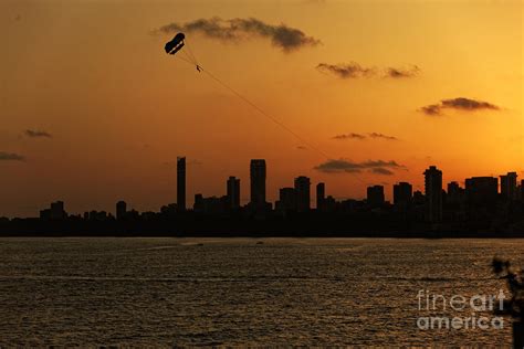 Mumbai Marine Drive skyline at sunset. Photograph by Milind Ketkar - Pixels