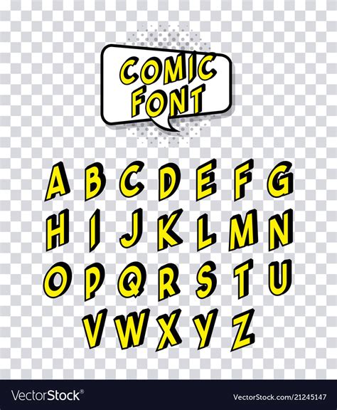 Comic font alphabet pop art Royalty Free Vector Image