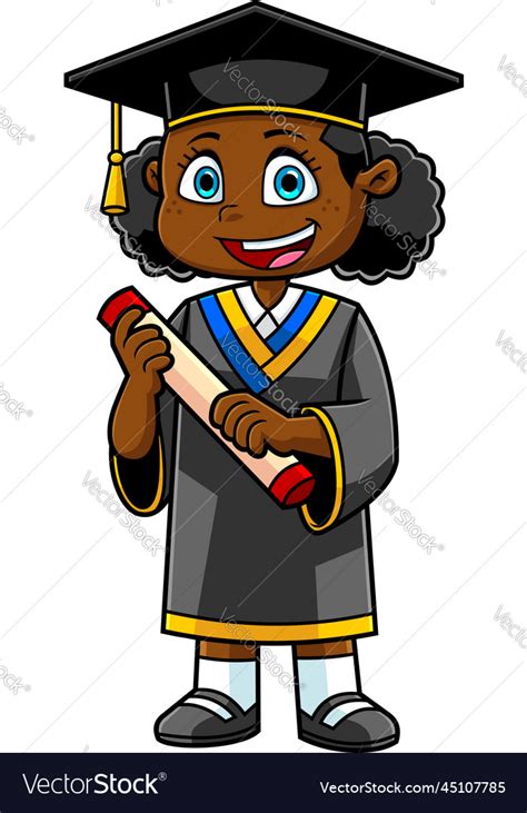 Graduate african american girl cartoon character Vector Image