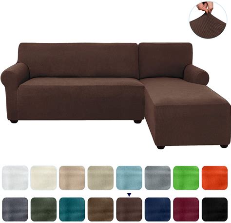 Subtrex Stretch 2-Piece Textured Grid L-Shaped Sectional Sofa Slipcover ...