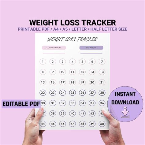 Weight Loss Tracker Printable Weight Tracker Weight Loss - Etsy Australia