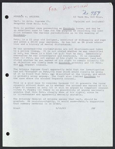 Documents - Miranda v. Arizona: The Rights to Justice (March 13, 1963 – June 13, 1966 ...