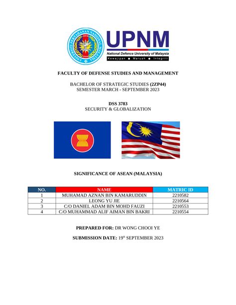 (PDF) SIGNIFICANCE OF ASEAN (MALAYSIA)