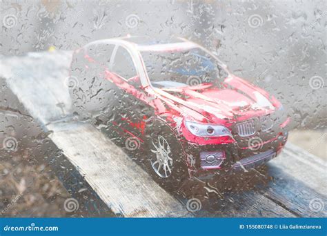 Red toy car stock photo. Image of decoration, crash - 155080748