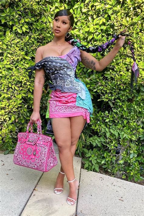 Cardi B Wore Head-to-Toe Bandana Print — Birkin Bag Included | Cardi b ...