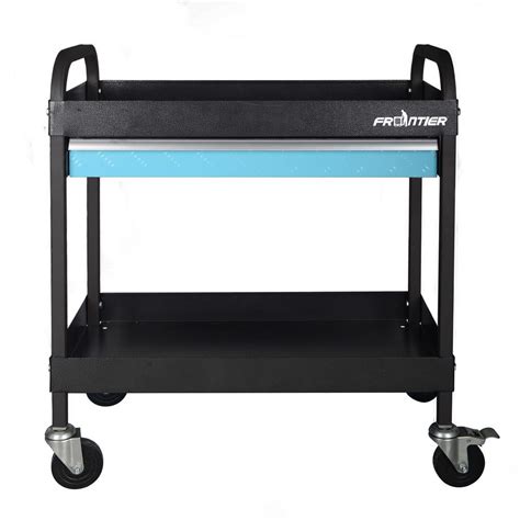 Frontier 30.25 in. 2-Tray 1-Drawer Heavy-Duty Rolling Utility Tool Cart in Black-AMZ3031 - The ...