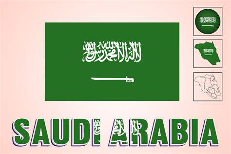 Saudi Arabia map and Saudi Arabia flag vector drawing 41021011 Vector ...