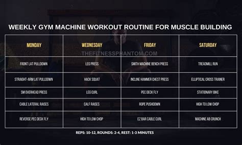 Weekly Gym Machine Workout Routine with Free PDF : r/TheFitnessPhantom