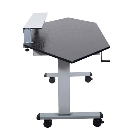 Luxor Adjustable Height Stand Up Corner Desk Silver and Black STANDUP-CCF60-B