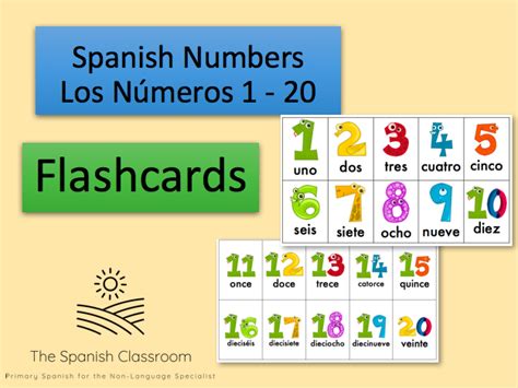 Numbers 1 - 20 in Spanish Flashcards | Teaching Resources