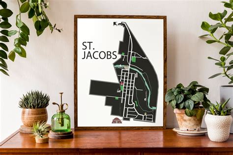 Typographic Map of St. Jacobs Ontario Waterloo Region Town - Etsy