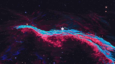 Western Veil Nebula pixel art by me : r/ImaginaryStarscapes