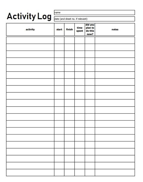 Activity Log Templates | 17+ Free Printable Word, Excel & PDF Formats, Samples, Examples,Forms