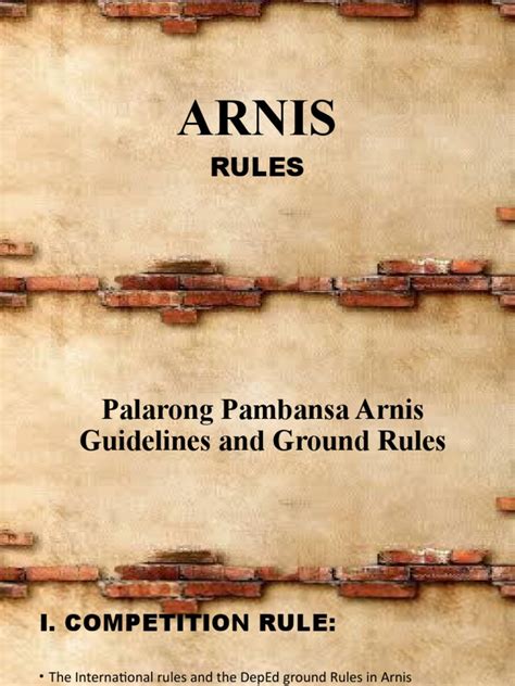 ARNIS Rules | PDF