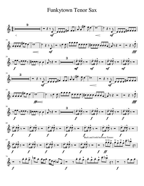 Funkytown Tenor Sax Sheet music for Tenor Saxophone | Download free in PDF or MIDI | Musescore.com