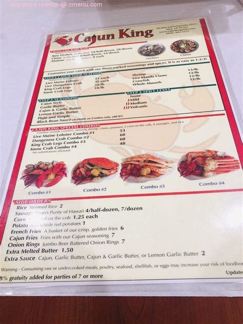 Menu at Cajun King Aiea restaurant, Aiea