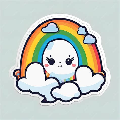 Premium AI Image | cute cartoon kawaii rainbow and cloud with a rainbow ...