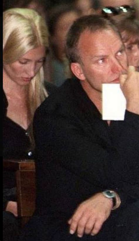 Carolyn Bessette Kennedy at Gianni Versace's funeral held at Milan's Cathedral - next to Sting ...