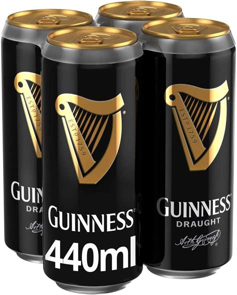 Guinness Draught Dark Irish Dry Stout Beer 4 x 440mL Cans | Drinkland