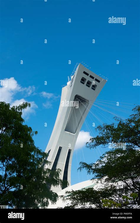 The Montreal Tower at the Montreal Olympic Stadium in QC, Canada Stock ...