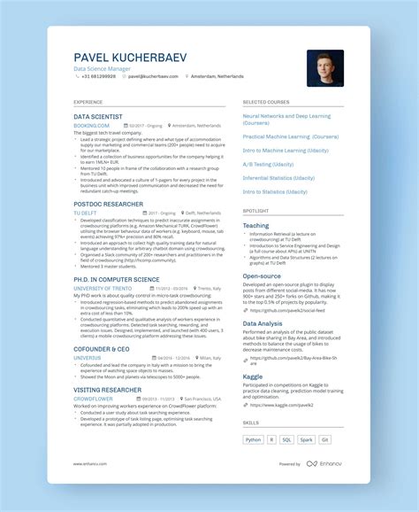 A Breakdown of a Successful One Page Resume – And How to Write Yours | Enhancv