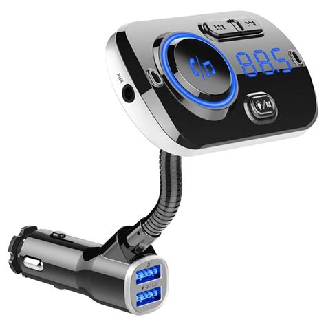 QC3.0 Car Charger / Bluetooth FM Transmitter with RGB BC49AQ - Black