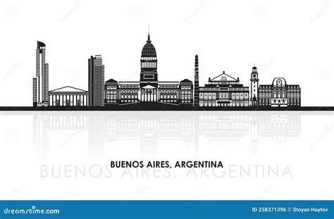 Silhouette Skyline Panorama of City of Buenos Aires, Argentina Stock ...