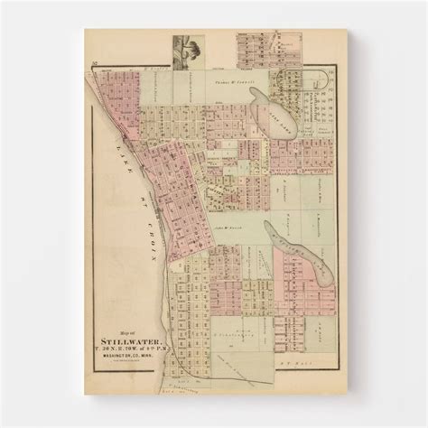 Vintage Map of Stillwater, Minnesota 1874 by Ted's Vintage Art