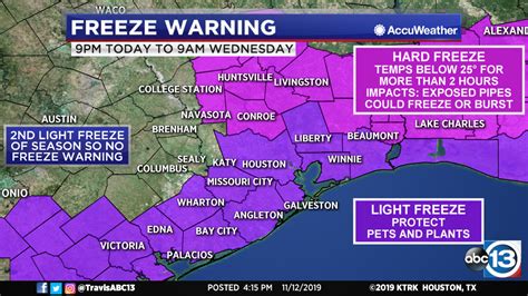 Houston weather: Freeze warning and hard freeze warning in effect for ...