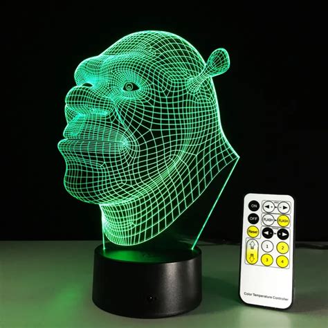 Cartoon Shrek LED Night Light Colorful 3D Night Light LED Illusion Lamp ...