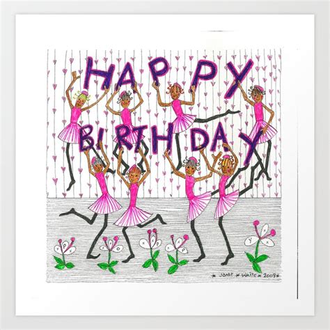 Happy birthday dancing girls Art Print by Janet White | Society6