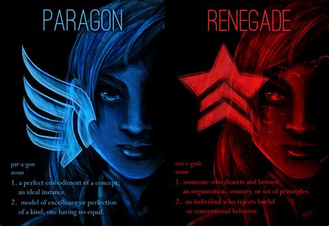 Mass Effect: Paragon or Renegade by FlockofFlamingos on DeviantArt