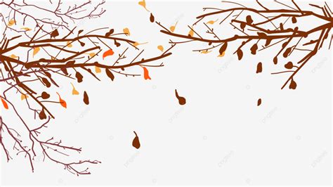 Autumn Tree Branches Silhouette Horizontal View With Falling Leaves, Autumn, Tree Branch, Plant ...