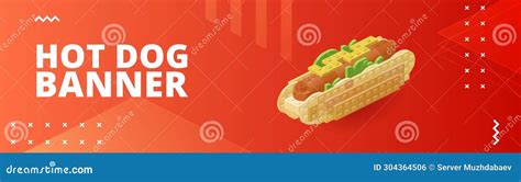 Hotdog Banner for Printing and Design. Vector Illustration. Stock Illustration - Illustration of ...