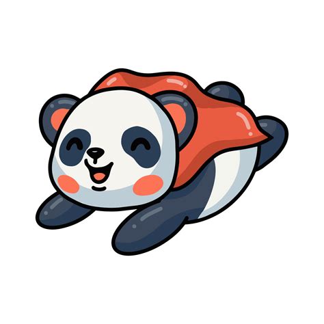 Cute panda superhero cartoon flying 8948650 Vector Art at Vecteezy