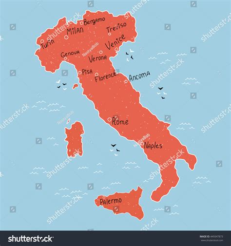 Vector Illustration Italian Map Travel Poster Stock Vector (Royalty Free) 449347873 | Shutterstock