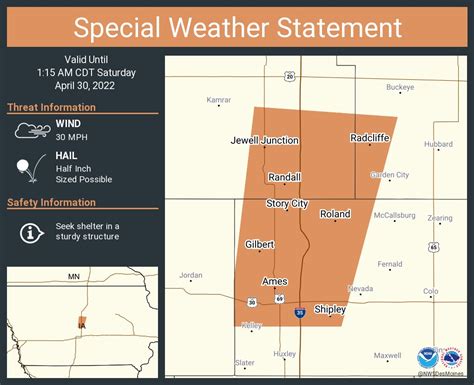 NWS Des Moines on Twitter: "A special weather statement has been issued for Ames IA, Story City ...