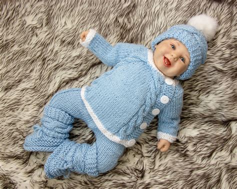 Baby boy home coming outfit Hand knit layette Knitted Baby | Etsy