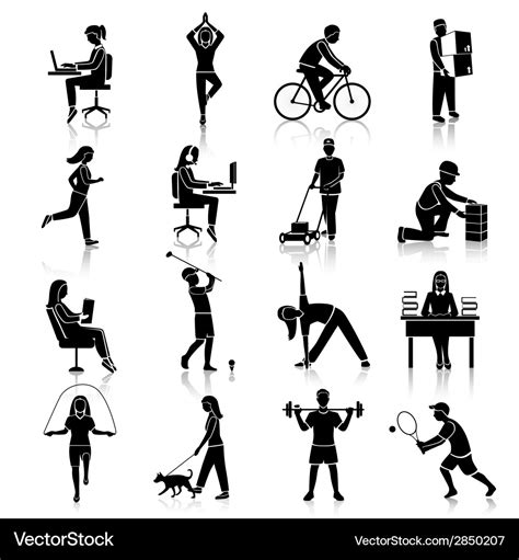 Physical activity icons black Royalty Free Vector Image