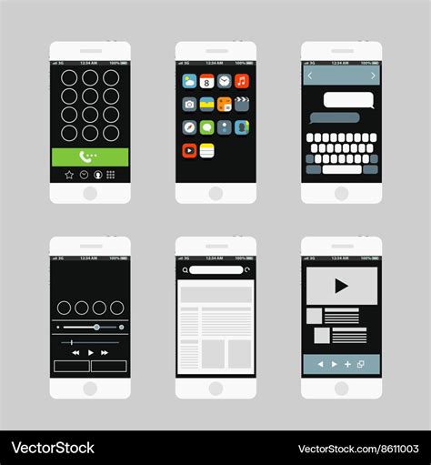 Modern smartphone interface elements Royalty Free Vector