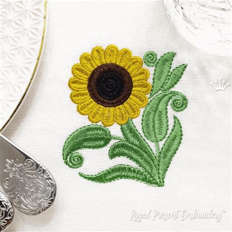 Sunflower Machine Embroidery Design | Royal Present Embroidery | Machine embroidery designs ...