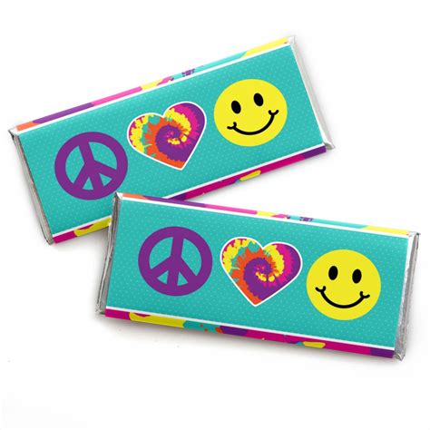 60's Hippie - Candy Bar Wrapper 1960s Groovy Party Favors - Set of 24 | BigDotOfHappiness.com ...