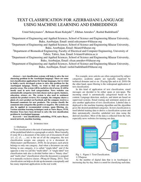 (PDF) Text Classification for Azerbaijani Language Using Machine Learning and Embedding