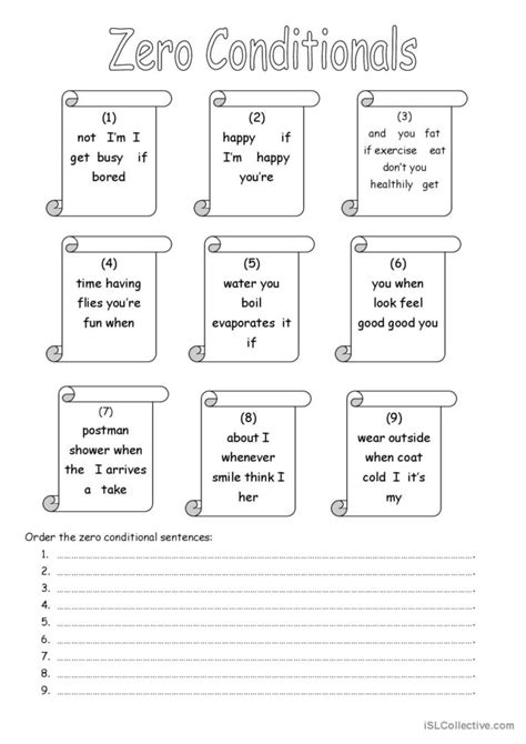 Order the Zero Conditional Sentences…: English ESL worksheets pdf & doc