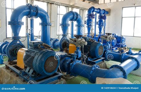 The Water Pump System of Water Treatment Plant Stock Photo - Image of pumps, heat: 142918634